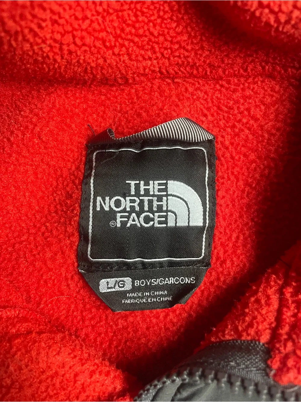 The North Face Red and Gray Fleece Jacket Boys Large